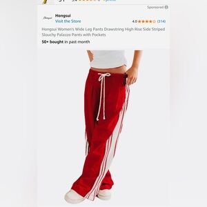 Red Striped Wide Leg Pants